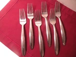 Set Of 6 Oneida Glissade Salad Forks Glossy Stainless Steel 7 1/8". Fixed Price $34.64.