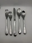 Knork Titanium Coated 5 Piece Flatware Set, Silver (6 Sets Available). Fixed Price $21.25.