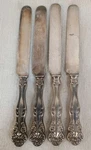 Henry Rogers 12 Dwt Ornate Silver Plated Dinner Knives Lot Of 4. Fixed Price $14.99.