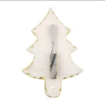 Mud Pie Gold Edge Marble Tree Serving Board Set With Spreader White 11X7.5". Fixed Price $15.99.
