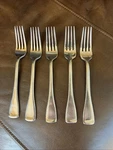 Oneida Five Dinner Forks Stainless Satin Usa 4-TINE 7 3/4 From Estate. Fixed Price $24.99.