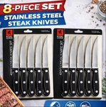 Royal Norfolk Steak Knives Set Of Stainless Steel 8" Serrated. Fixed Price $13.75.