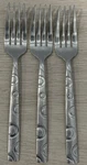3 Cambridge Hemisphere Glossy Circles Salad Forks. Fixed Price $24.99.