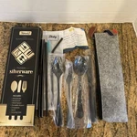 Teivio Portable Travel Utensil With Case Including 10 Pcs Of Reusable Silverware. Fixed Price $14.99.