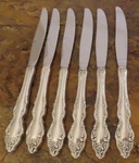 Oneida Baroque Rose Set 6 Dinner Knives 1881 Rogers Silverplate Flatware Lot. Fixed Price $18.89.