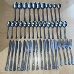 Vintage Interpur Florenz Eight Petal Flatware 44 Pc Lot Forks Spoon Knives Japan. Fixed Price $69.99.