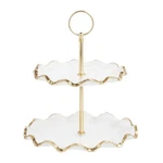Mud Pie Christmas Gold Edge Tiered Server. Fixed Price $39.94.