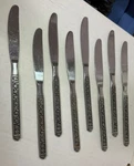 National Stainless Japan Dinner Knives NST18 Dc Pattern Roses Black Accent. Fixed Price $25.00.