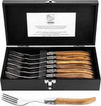 Laguiole Style De Vie Forks, Luxury Line, 6 Pieces, Olive Wood, Giftbox. Fixed Price $108.78.