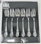 6 Pc. Wallace WAS140 Salad Forks 18/10 Glossy Stainless Flatware 7 1/4". Fixed Price $34.99.