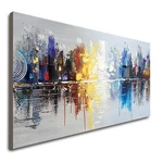 Hand Painted Cityscape Modern Oil Painting Canvas Reflection Abstract Wall.... Fixed Price $124.91.