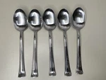 5 International Silver Stainless 18/10 INS330 Oval Soup Spoons 7/8". Fixed Price $17.99.