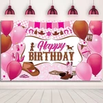 Sumind Western Cowgirl Birthday Banner Pink Party Backdrop Decorations Wild C.... Fixed Price $14.46.
