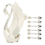 Coffee Spoon Holder Set Alloy Swan Base Organizer With 6PCS Modern Ice Cream.... Fixed Price $54.77.