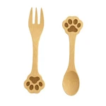 Jb Home Collection, Set Of 2 Dog Paw Bamboo Spoon And Fork, 5-INCH, Natural. Fixed Price $11.56.