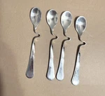 Stainless Steel Bent Handle Spoon Utensils Set Of 4 Silver Unique Design Adult. Fixed Price $18.00.