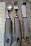 Comfort Grip Arthritis Medical Utensil Dining Set 8.75" Spoon, Fork & Serrated. Fixed Price $19.99.