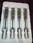 Vtg Elegance Silver Plate Serving Fork Set 4-PIECE Grapes & Leaves New Box. Fixed Price $23.99.