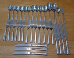 Oneida Script Glossy Frosted Swirl 34 Pieces Vietnam ZZ-14 Flatware Set Servers. Fixed Price $49.99.