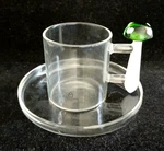 Ichendorf Milano Glass Alice Green Mushroom Coffee Cup Saucer Set. Fixed Price $35.99.