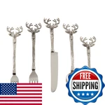 Saro Lifestyle SP779.S Reindeer Design Rustic Flatware - Set Of 5 Silver. Fixed Price $79.98.
