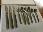 9 Piece Lot Interpur Stainless Steel INR18 Rose Floral Flower Japan Vtg. Fixed Price $21.99.