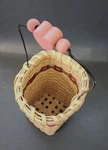Wine Bottle Basket Handcrafted Wisconsin Wire Handle Holiday Colors Heart. Fixed Price $23.98.