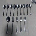 Lot Of 14- Mainstays Swirl Stainless Steel Dinner Forks & Spoons Flatware. Fixed Price $7.20.