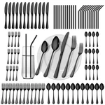 Gutuwellea 84 Pieces Black Silverware Set Service For 12 Flatware With St.... Fixed Price $85.51.