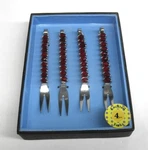 4 Wild Eye Designs Beaded Forks Red Christmas Appetizer Cocktail Stainless Steel. Fixed Price $12.00.