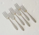 Utica Cutlery Co Stainless UTI9 6 Salad Forks Flower Glossy. Fixed Price $14.36.