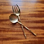 Vintage Izabel Lam Postmodern Bronze Serving Fork & Spoon / Salad Tongs Set. Fixed Price $125.00.