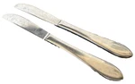 2 Dinner Knives Solid Roseanne Retroneu Stainless Steel Curve Up 9" Indonesia. Fixed Price $19.99.