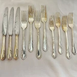 Lot Of 11 Pcs Roberts & Belk Dubarry Silverplate Sheffield England Forks Knives. Fixed Price $29.99.