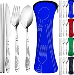 Portable Sierware With Case, Lengnoyp Travel Cping Utensils Set,. Fixed Price $10.17.