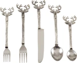SP779.S Reindeer Design Rustic Style Flatware - Set Of 5, Silver, 11" X 12". Fixed Price $78.86.
