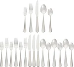 Amazon Basics Silverware Set, Stainless Steel Flatware, Dishwasher Safe, Service. Fixed Price $25.98.
