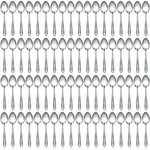 Nuogo 100 Pieces Dinner Spoons Set 6.69 Inches Silverware Bulk. Fixed Price $25.46.