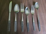 Silhouette Flatware Japan 24PC SST3 Stainless Silverware Forks Spoon Serving Vtg. Fixed Price $49.99.
