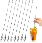 8 Pieces 15.7 Inch Stainless Steel Cocktail Mixing Spoons Long Handle Spiral Pat. Fixed Price $21.99.