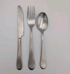 Oneida Lumos Heavyweight 18/0 Stainless Steel Euro Sz Fork Spoon Knife 3PC Set. Fixed Price $12.50.