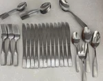 Hampton Forge Bristol Satin Finish Deco Flatware Set 62PIECES Fork Knives Spoon. Fixed Price $35.00.