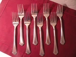 Set Of 8 Salad Forks Stanley Roberts Rogers Lavalier Burnished Stainless 6 3/4". Fixed Price $26.99.