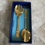 Gourmet Basics By Mikasa 2 Pc. Gold Electroplate Serving Spoon Set New. Fixed Price $29.95.