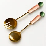 Folkulture Salad Servers Or Hands (12 X 3") Pink Metal With Resin. Fixed Price $47.15.