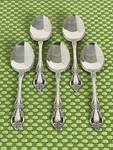 Oneida Raphael Stainless Distinction Deluxe Glossy 5 Oval Soup Spoons - 6 7/8". Fixed Price $21.96.