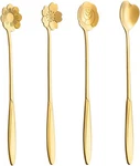 7-INCH 4 Pcs Flower Coffee Teaspoon Set, Drink Stirring For Gold. Fixed Price $13.44.