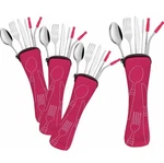 Four Pack Travel Utensils + Straws Cases - Reusable Stainless Steel Pink. Fixed Price $12.49.