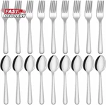 Unokit 24-PIECE Spoons And Forks Set Silverware Food Grad. Fixed Price $19.99.
