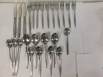 Custom Design Stainless Flatware Mid Century Set Japan Textured Handle CUD3. Fixed Price $15.99.